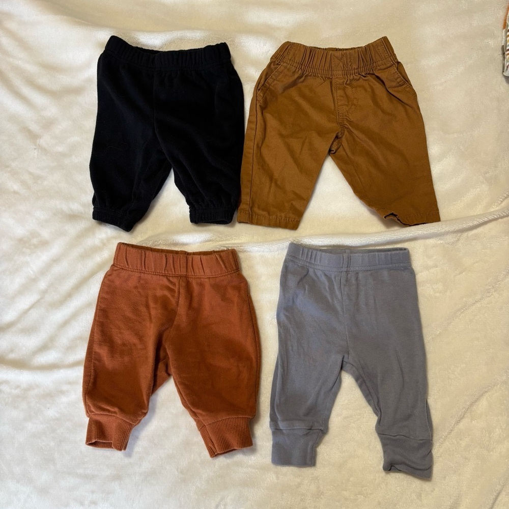 Carters 3 month pants cotton fleece black brown blue baby boy gender neutral